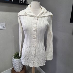 Women's Cream Button-Up Sweater